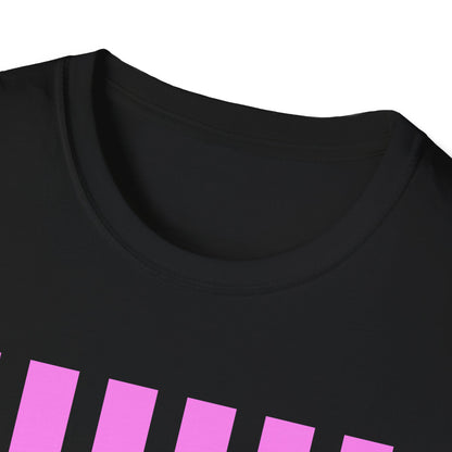 Motherhood Graphic T-Shirt — Pink Stripes & Blue Script