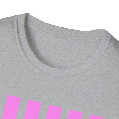 Motherhood Graphic T-Shirt — Pink Stripes & Blue Script