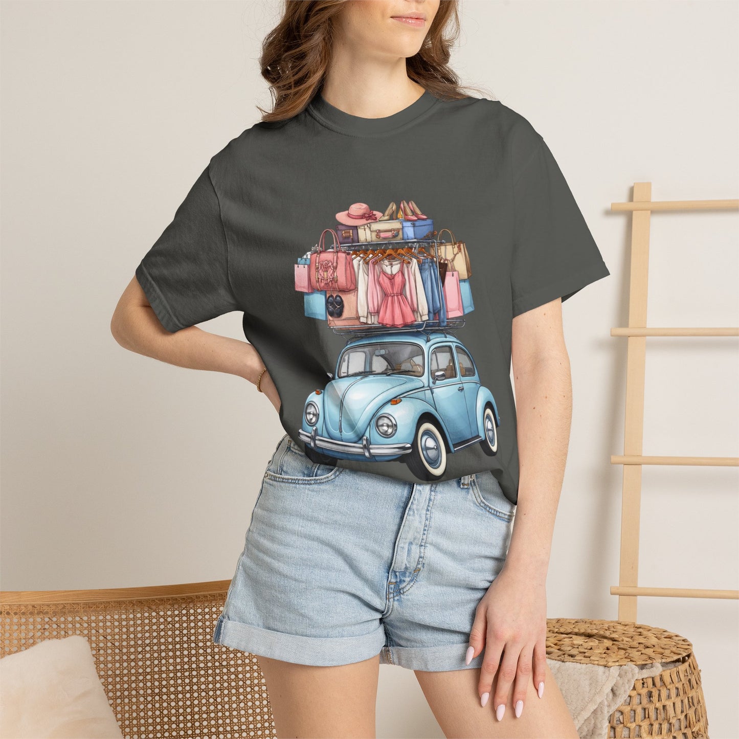 Retro Beetle Roadtrip T-Shirt — Vintage VW Bug with Luggage Graphic