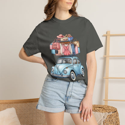 Retro Beetle Roadtrip T-Shirt — Vintage VW Bug with Luggage Graphic