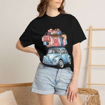 Retro Beetle Roadtrip T-Shirt — Vintage VW Bug with Luggage Graphic