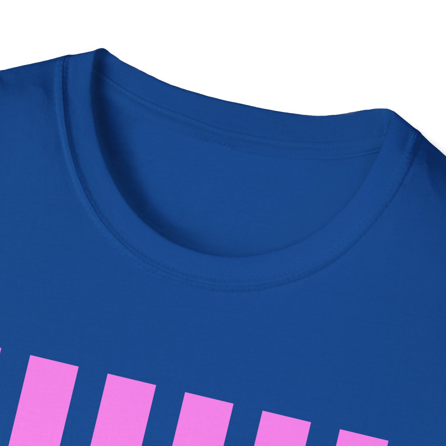 Motherhood Graphic T-Shirt — Pink Stripes & Blue Script