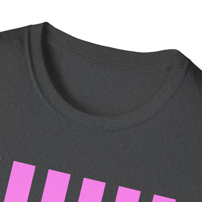 Motherhood Graphic T-Shirt — Pink Stripes & Blue Script
